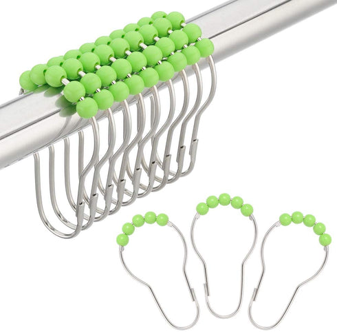 Stainless Steel Shower Curtain Ring Hooks- Set of 12